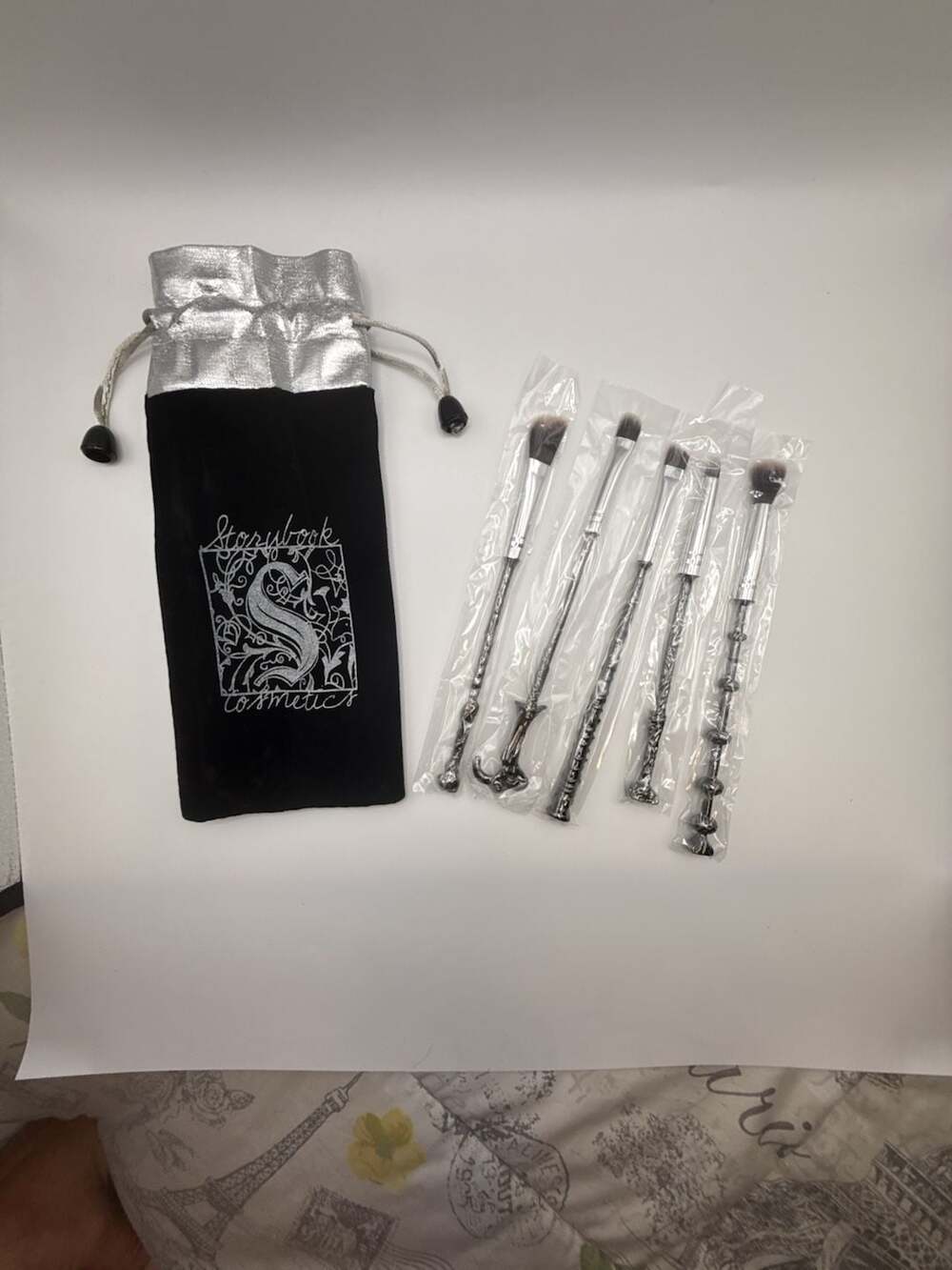 Storybook Cosmetics 5-Piece Wizard Wand Makeup Brush Set with Pouch